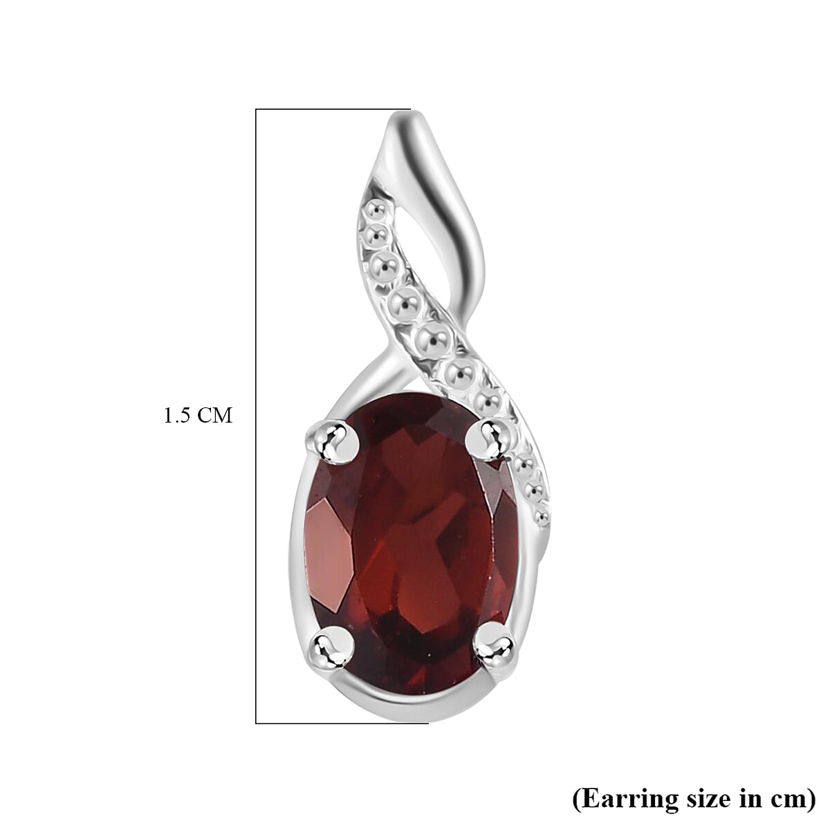 Red Garnet  Solitaire Push Post Earring in Sterling Silver 1.826  Ct. 7808172 6