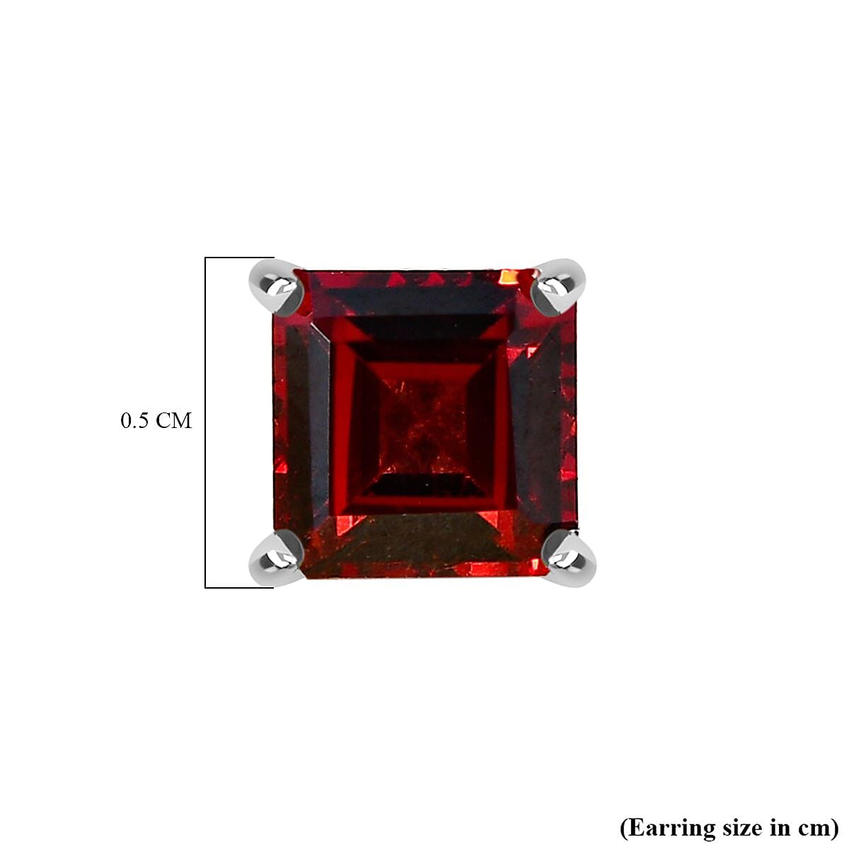 Red Garnet Solitaire Stud Earrings with Push Back in Platinum Overlay Sterling Silver 1.28 Ct V32535178 6