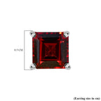 Red Garnet Solitaire Stud Earrings in Platinum Overlay Sterling Silver 1.83 Ct