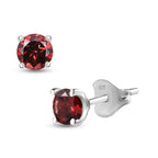 Red Garnet Solitaire Stud Earrings in Platinum Overlay Sterling Silver 1.2 Ct