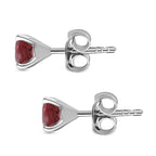 Red Garnet Solitaire Stud Earrings in Platinum Overlay Sterling Silver 1.2 Ct