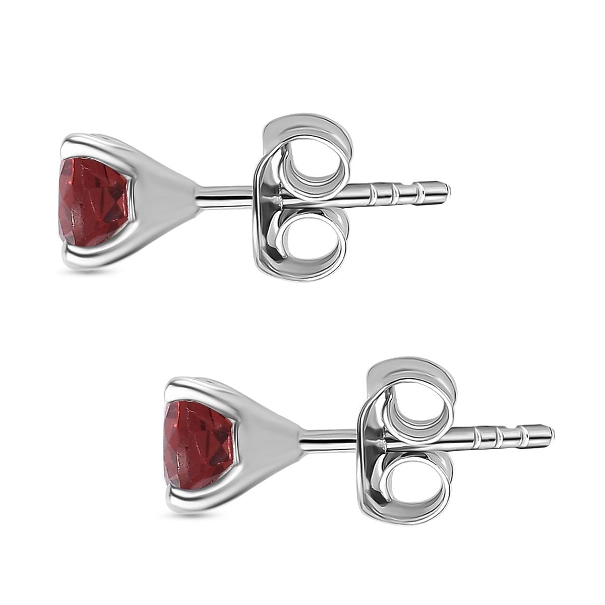 Red Garnet Solitaire Stud Earrings in Platinum Overlay Sterling Silver 1.2 Ct 7746427 4