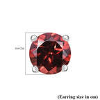 Red Garnet Solitaire Stud Earrings in Platinum Overlay Sterling Silver 1.2 Ct
