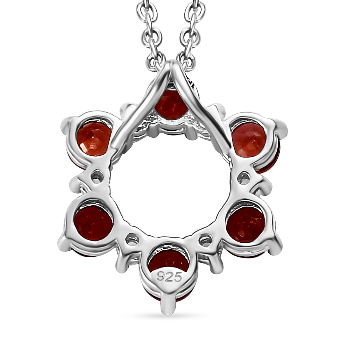 Red Garnet and Natural Zircon Platinum Overlay Sterling Silver Pendant with Stainless Steel Chain (Size 20) 1.67 Ct 4171453 5