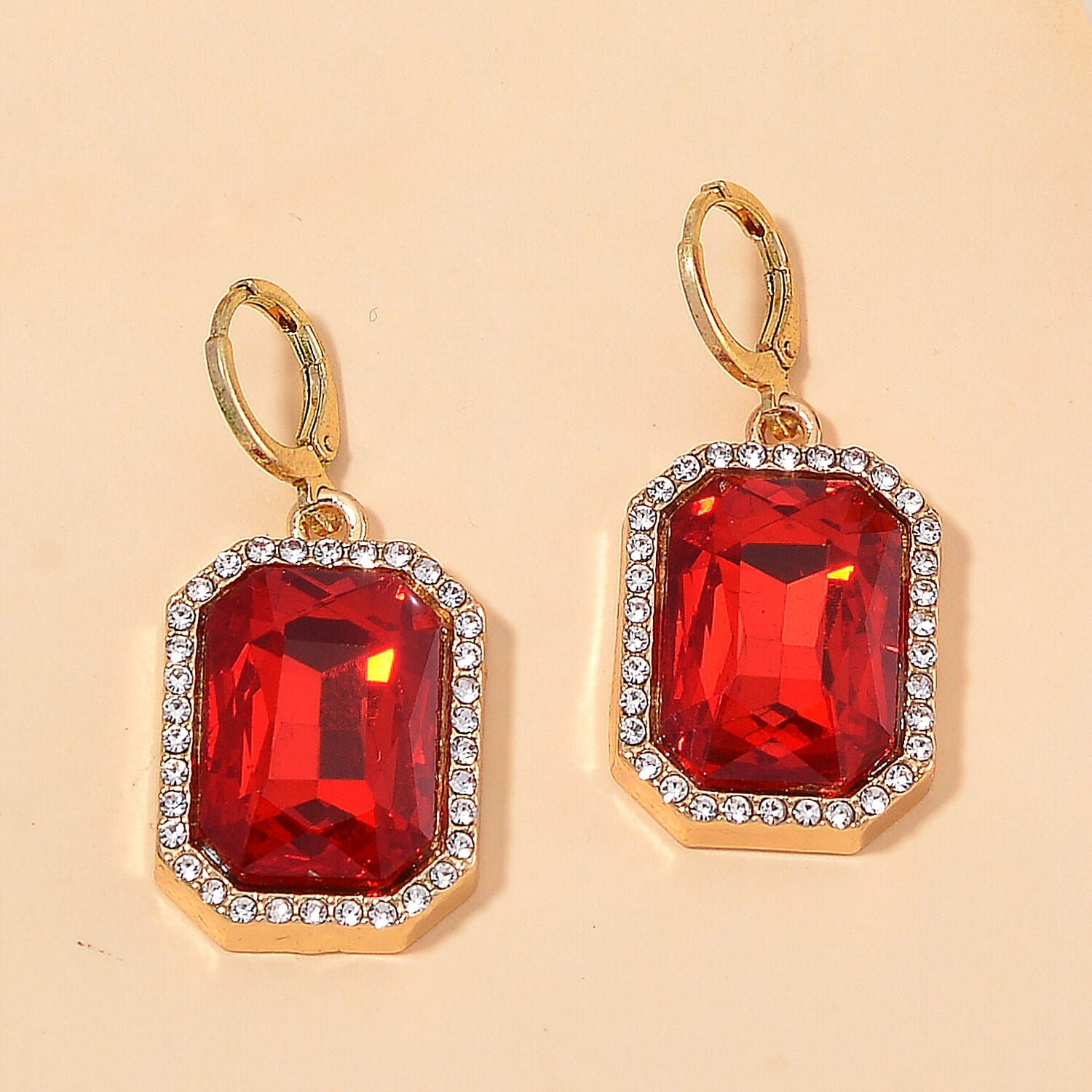 Red Crystal and White Crystal Earring with Hoop 7718034 2