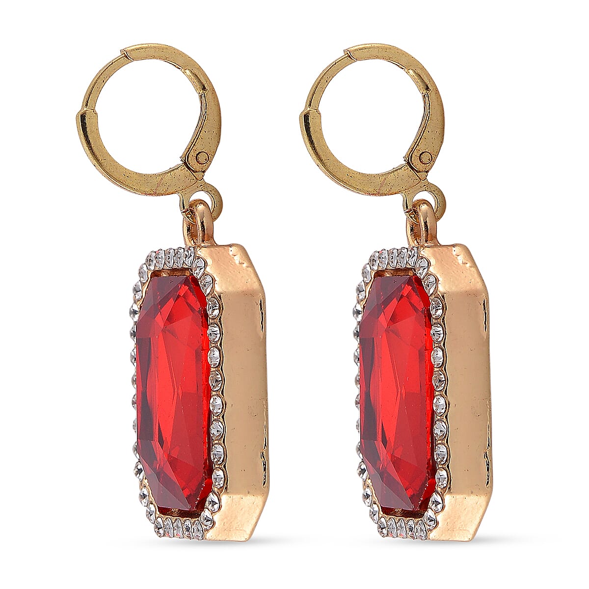 Red Crystal and White Crystal Earring with Hoop 7718034 4