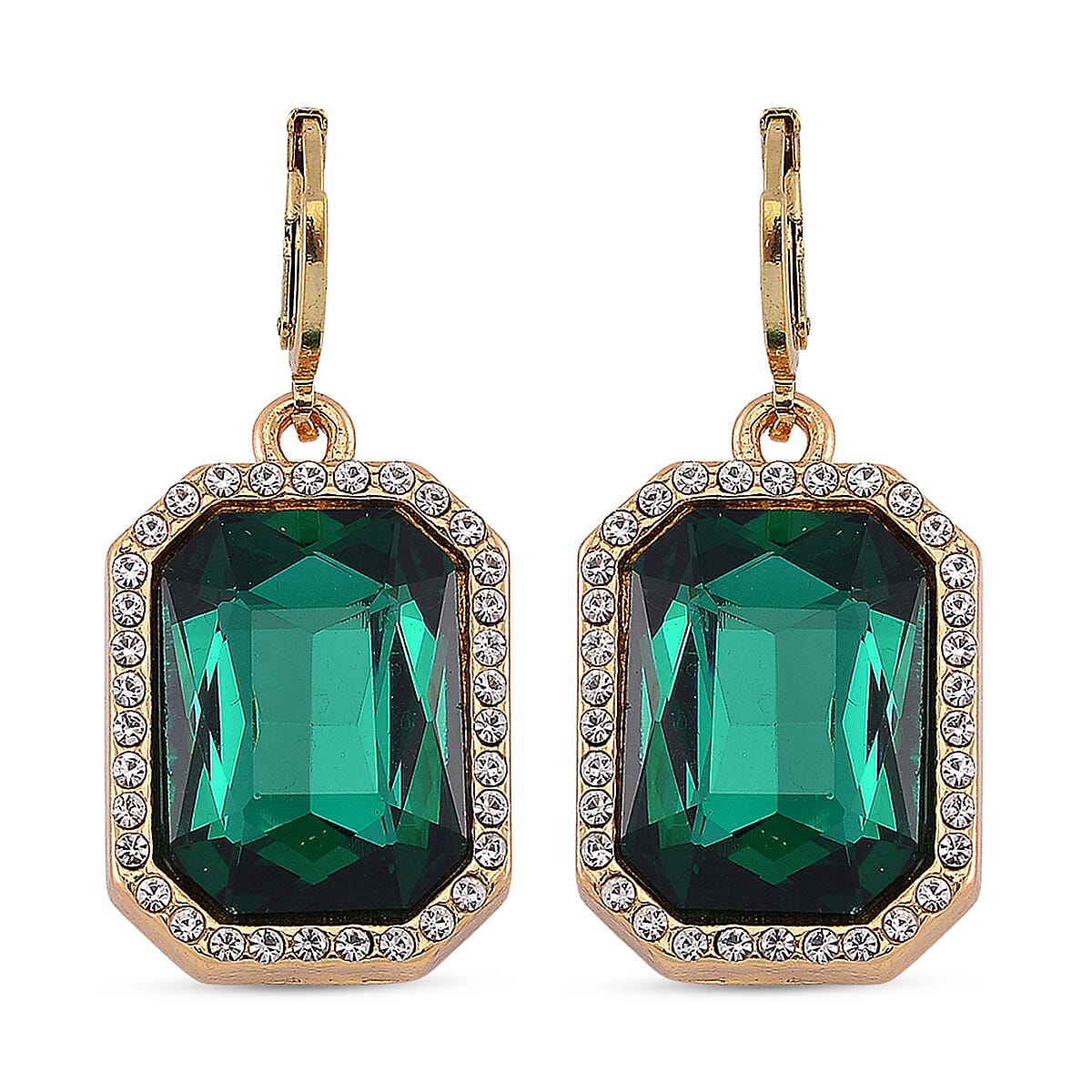 Green &amp; White Crystal Halo Earring with Hoop V32368354 0
