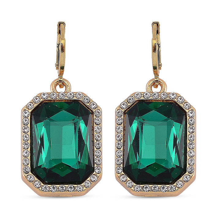 Green &amp; White Crystal Halo Earring with Hoop V32669260 1