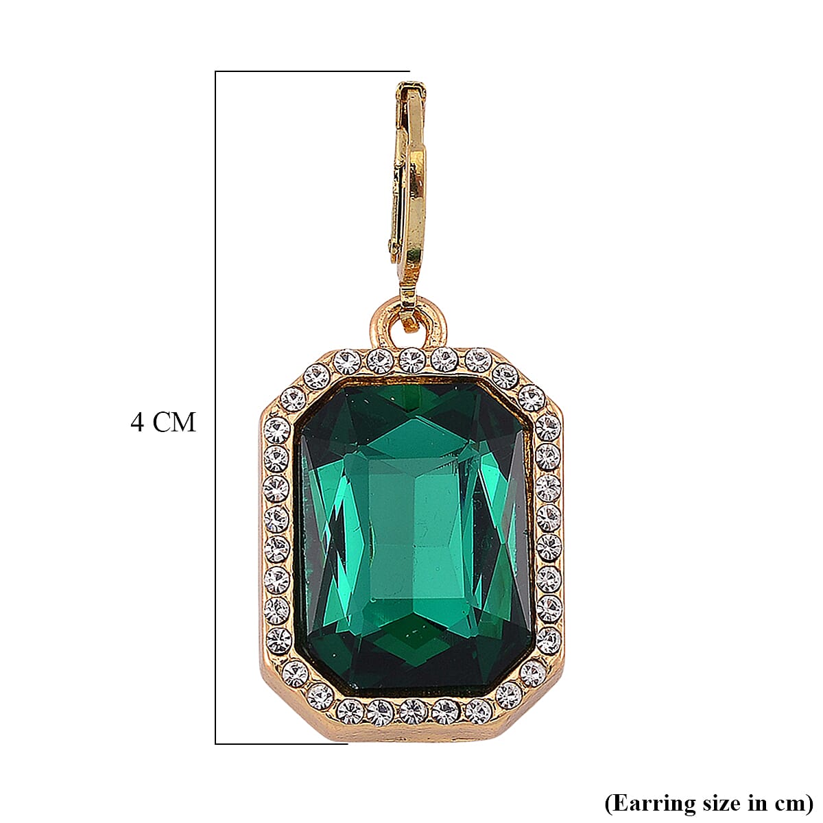 Green &amp; White Crystal Halo Earring with Hoop V32368354 6