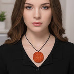 Enhanced Red Jade Carved Dragon Necklace with Cotton Thread (Size - 30 Adjustable) 250.00 Ct.