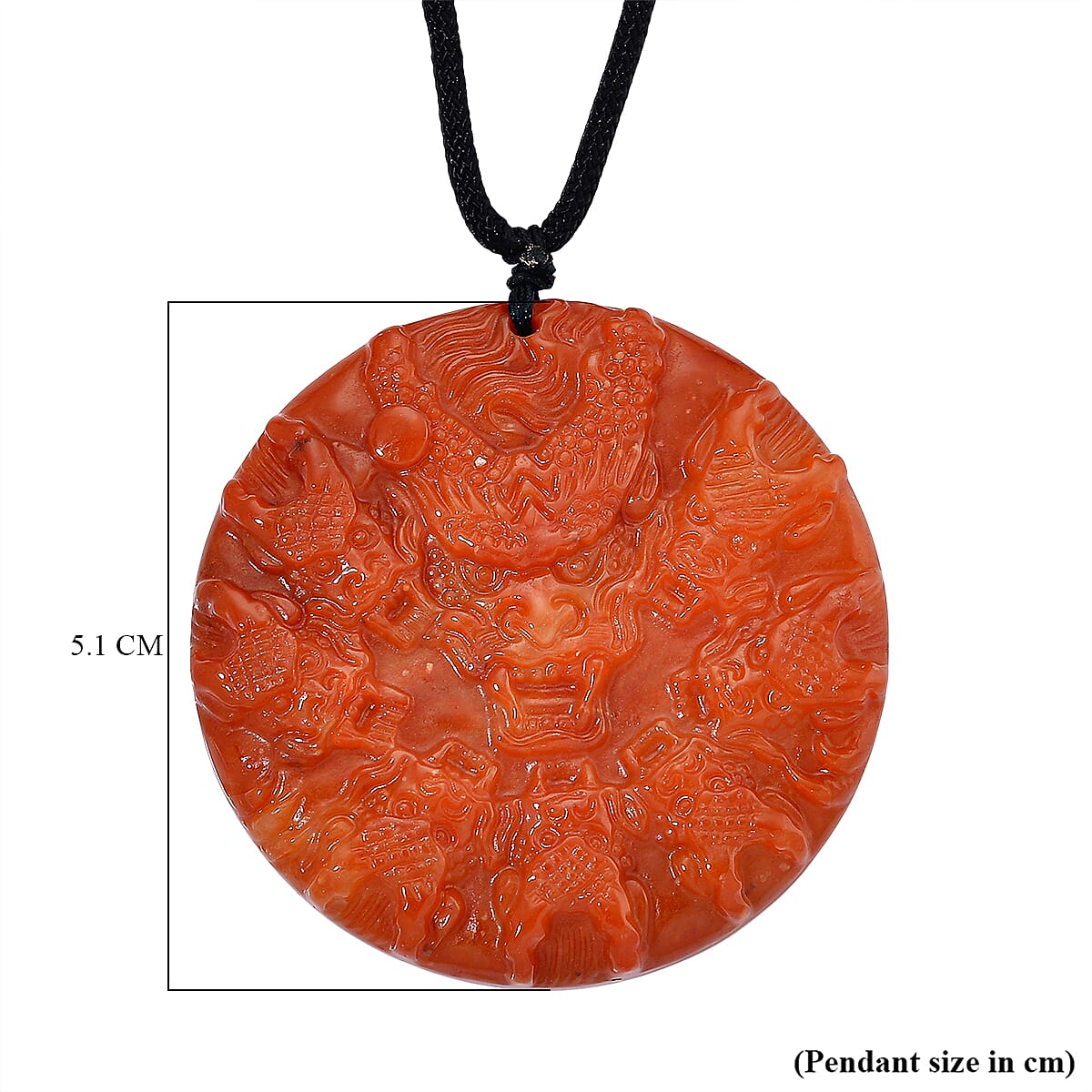 Enhanced Red Jade Carved Dragon Necklace with Cotton Thread (Size - 30 Adjustable) 250.00 Ct. 8244185 6