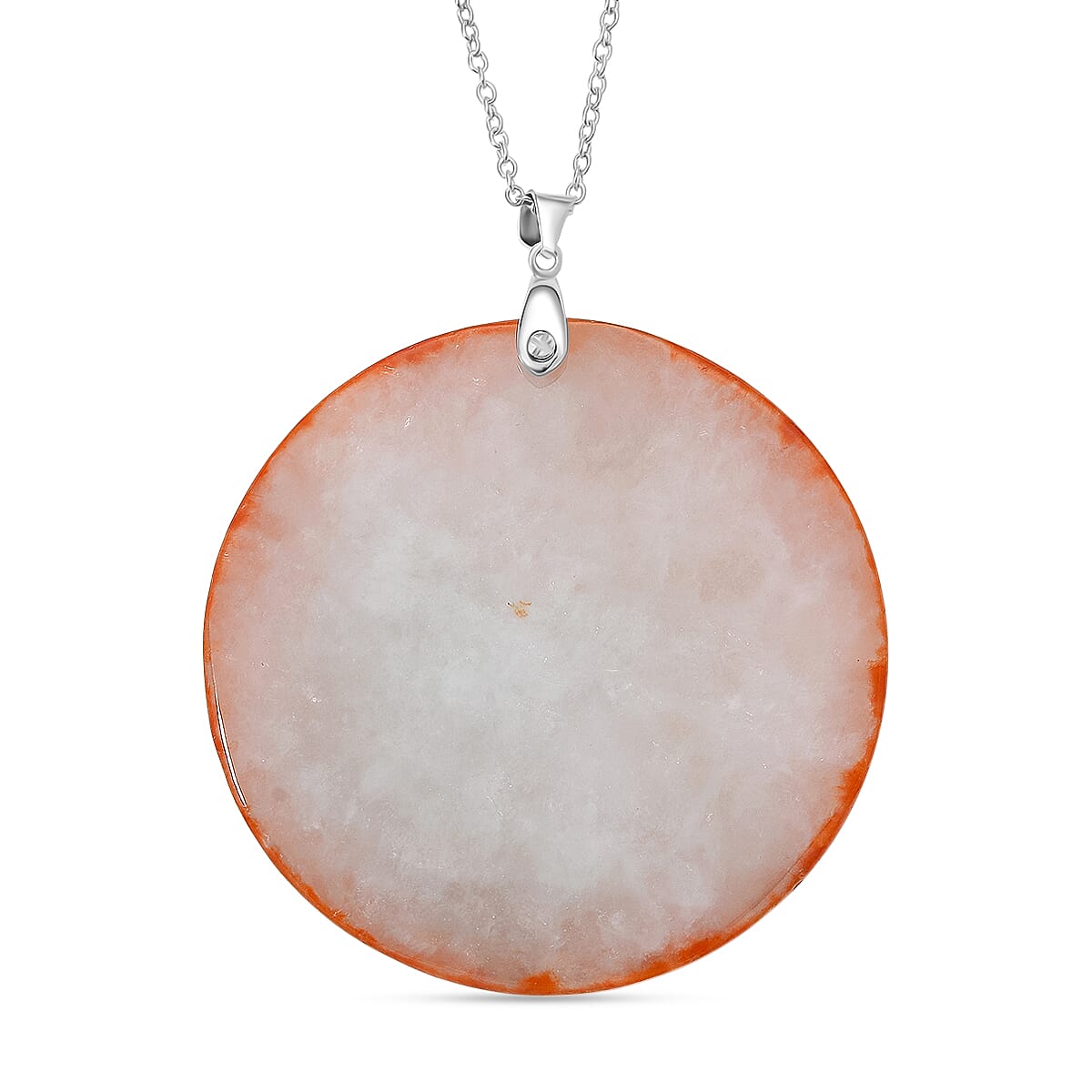 Dragon Carving Red Jade Pendant with Chain (Size 20) in Rhodium Overlay Sterling Silver 140.00 Ct. V32515220 4