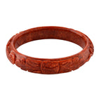 First Time Ever- Koi Carved Burmese Red Jade Bangle (Size 7.5) 300.00 Ct.