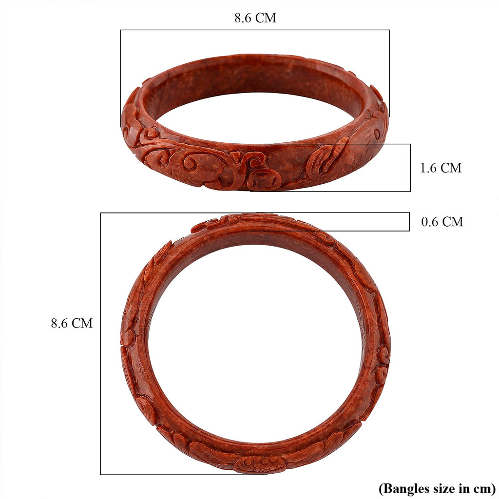 First Time Ever- Koi Carved Burmese Red Jade Bangle (Size 7.5) 300.00 Ct.