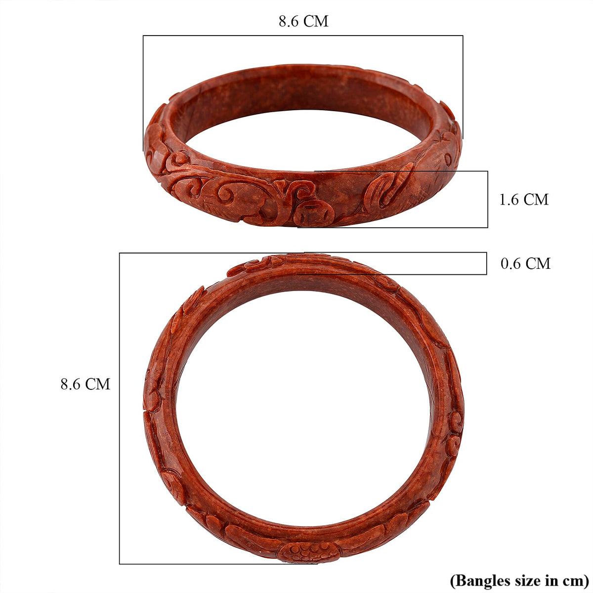 Koi Carved Burmese Red Jade Bangle (Size 7.5) 300.00 Ct. V32519650 12