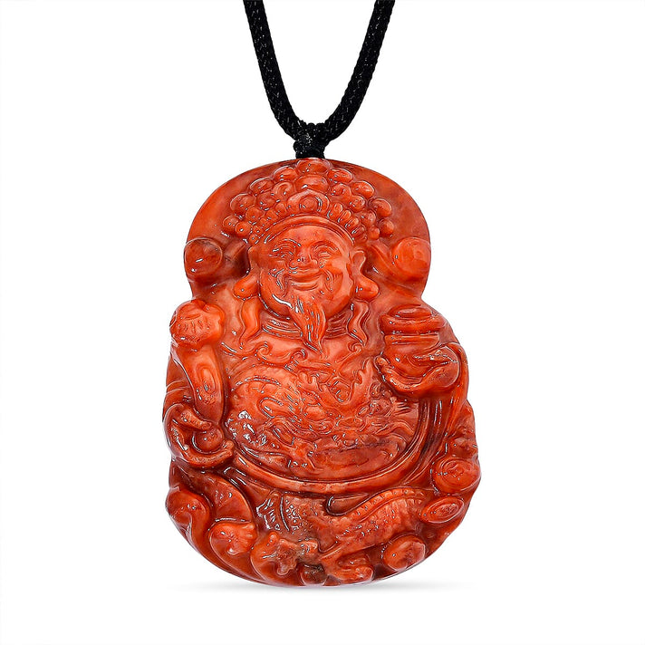 Enhanced Red Jade Stone Buddha Necklace with Black Cord (Size 30 Adjustable) 220.00 Ct. 8244184 1