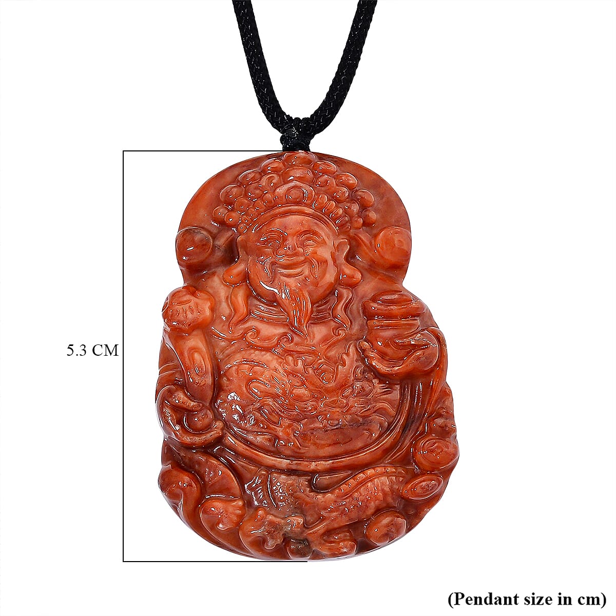 Enhanced Red Jade Stone Buddha Necklace with Black Cord (Size 30 Adjustable) 220.00 Ct. V32519353 2