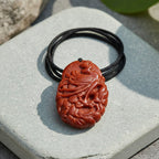 Enhanced Red Jade Carved Phoenix Necklace with Cotton Thread (Size - 28 Adjustable) 100.00 Ct.