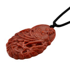 Enhanced Red Jade Carved Phoenix Necklace with Cotton Thread (Size - 28 Adjustable) 100.00 Ct.