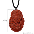 Enhanced Red Jade Carved Phoenix Necklace with Cotton Thread (Size - 28 Adjustable) 100.00 Ct.