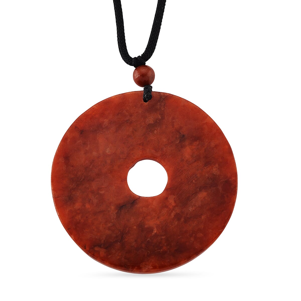 Enhanced Red Jade Carved Dragon &amp; Phoenix Necklace with Cotton Thread (Size - 28 Adjustable) 130.00 Ct. 8433499 5