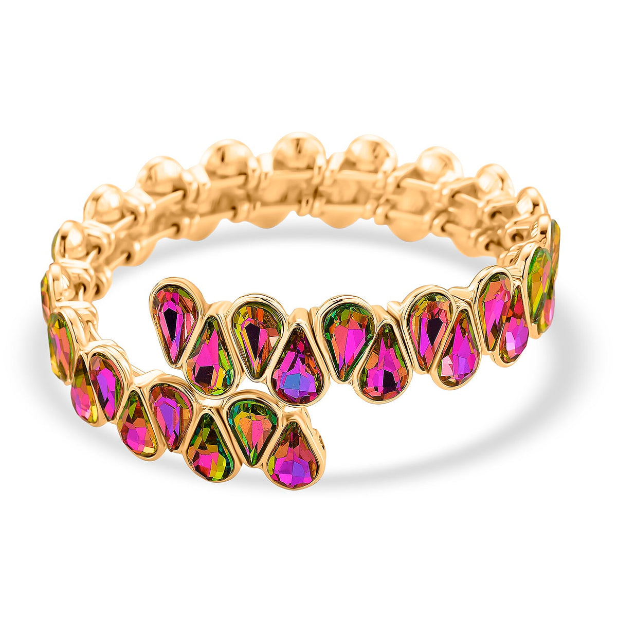 Red Magic Colour Glass Pear Adjustable Bangle in Yellow Gold Tone 8262418 0