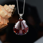 Closeout Deal - Red Magma Swarovski Crystal Pendant with Chain (Size 20) in Platinum Overlay 29.82 Ct.