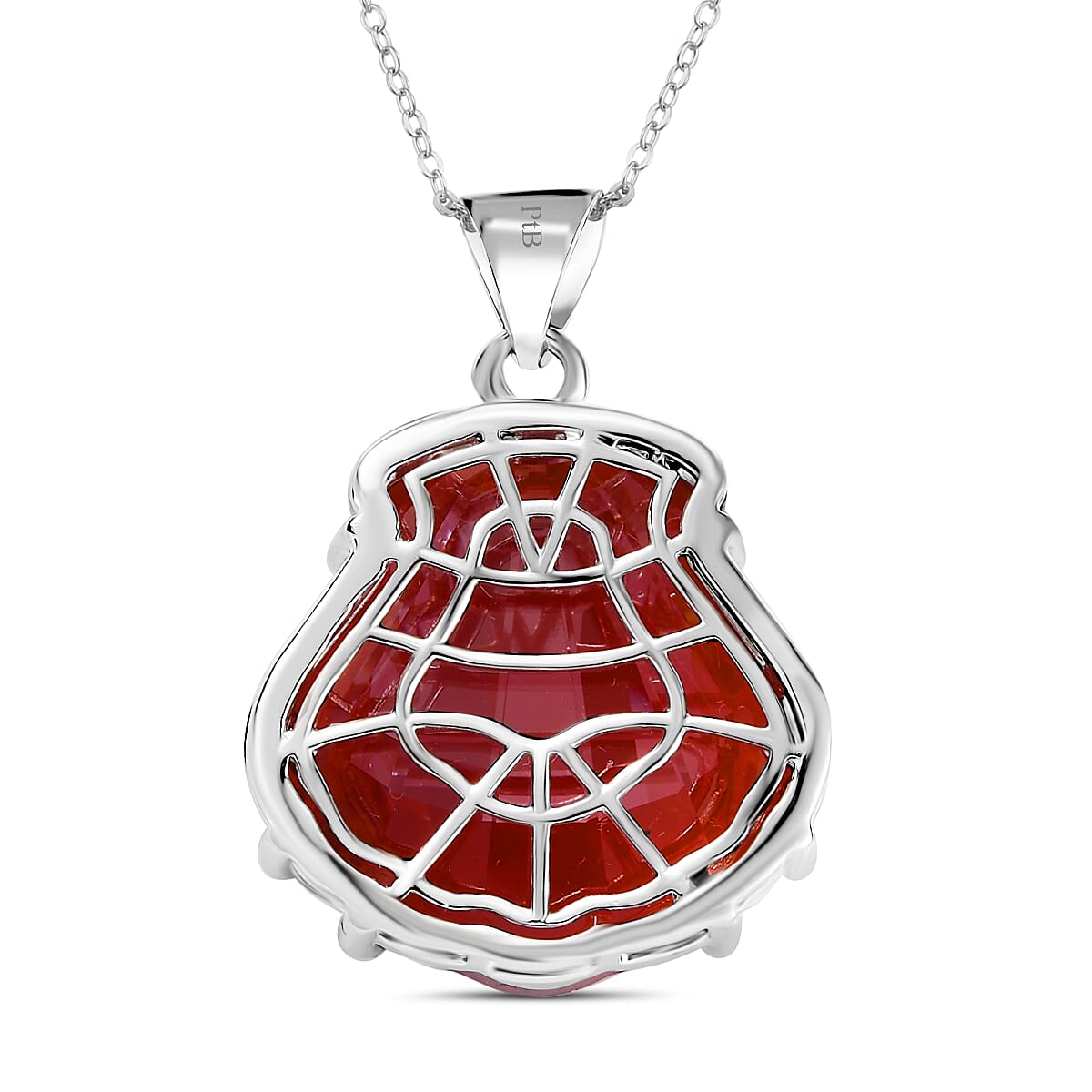 Closeout Deal - Red Magma Swarovski Crystal Pendant with Chain (Size 20) in Platinum Overlay 29.82 Ct. 4373833 5