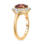 Premium Red Moissanite Solitaire and White Moissanite Ring in 18K Vermeil Yellow Gold Plated Sterling Silver 2.24 Ct.