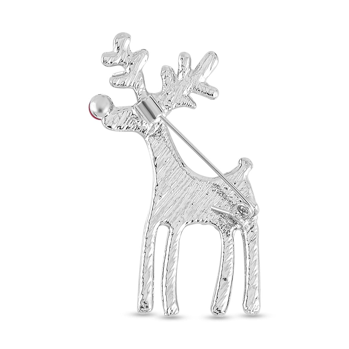 Red Resin and White Crystal Reindeer Brooch V32699177 4