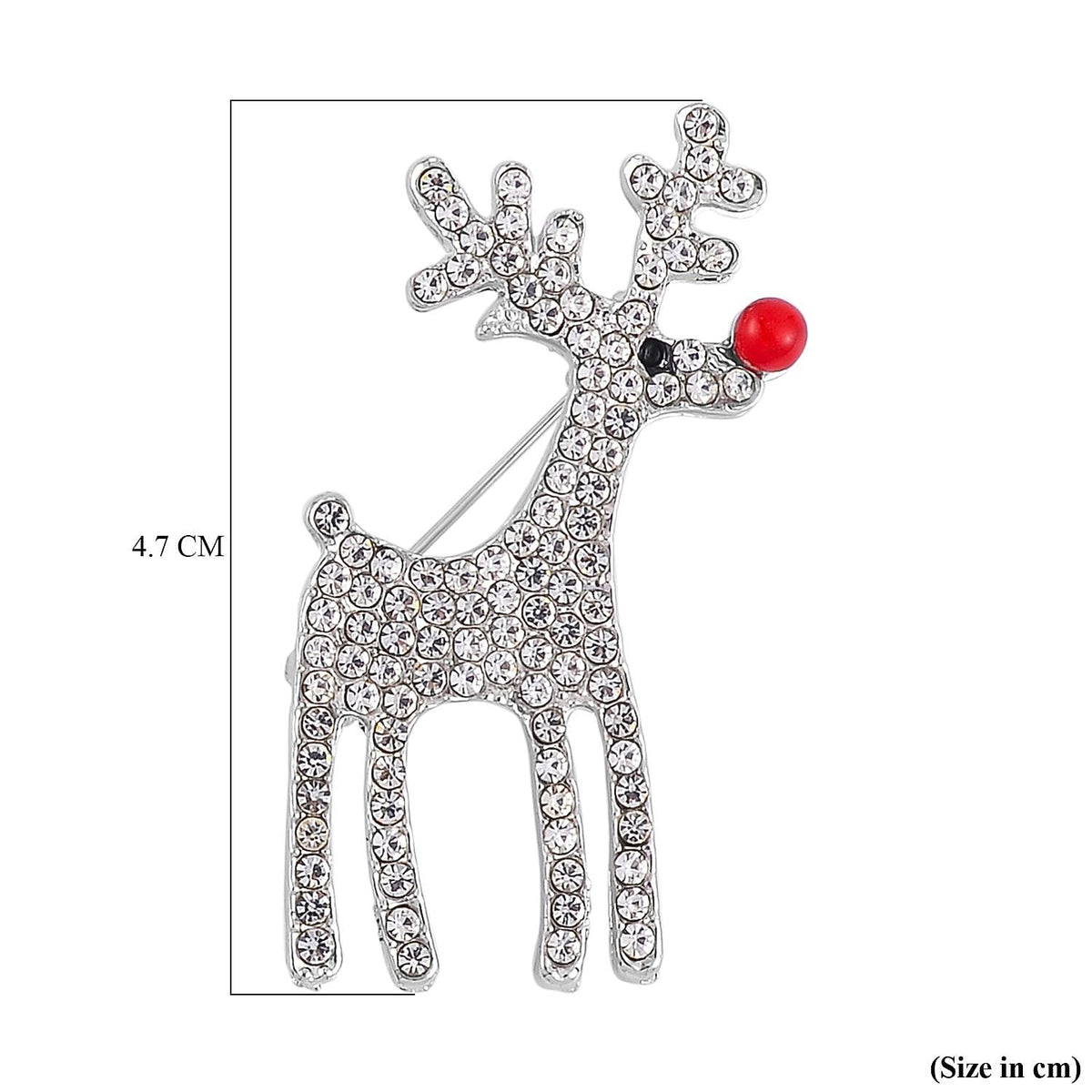Red Resin and White Crystal Reindeer Brooch V32699177 5