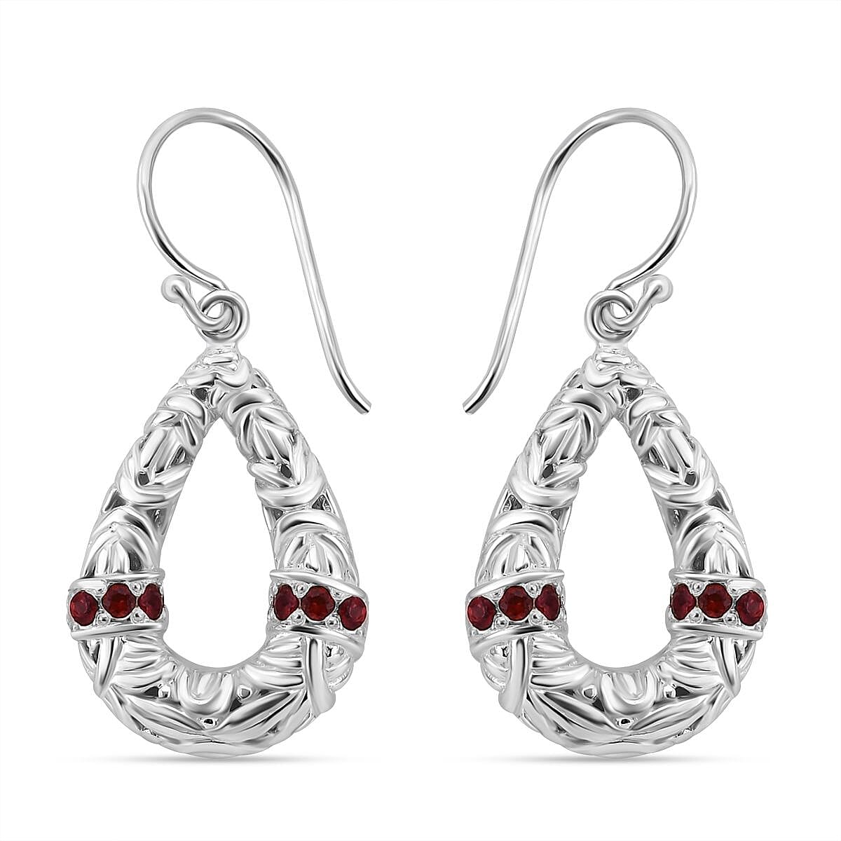 Red Sapphire Earrings in Sterling Silver, Silver Wt. 7.00 Gms. 7390452 0