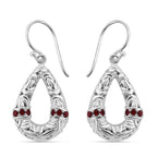 Red Sapphire Earrings in Sterling Silver, Silver Wt. 7.00 Gms.