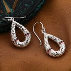 Red Sapphire Earrings in Sterling Silver, Silver Wt. 7.00 Gms.