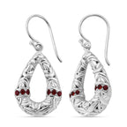 Red Sapphire Earrings in Sterling Silver, Silver Wt. 7.00 Gms.