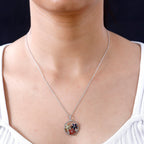 Red Sapphire, Yellow Sapphire & Blue Sapphire Pendant with Chain (Size 20) in Rhodium Overlay Sterling Silver 1.35 Ct.