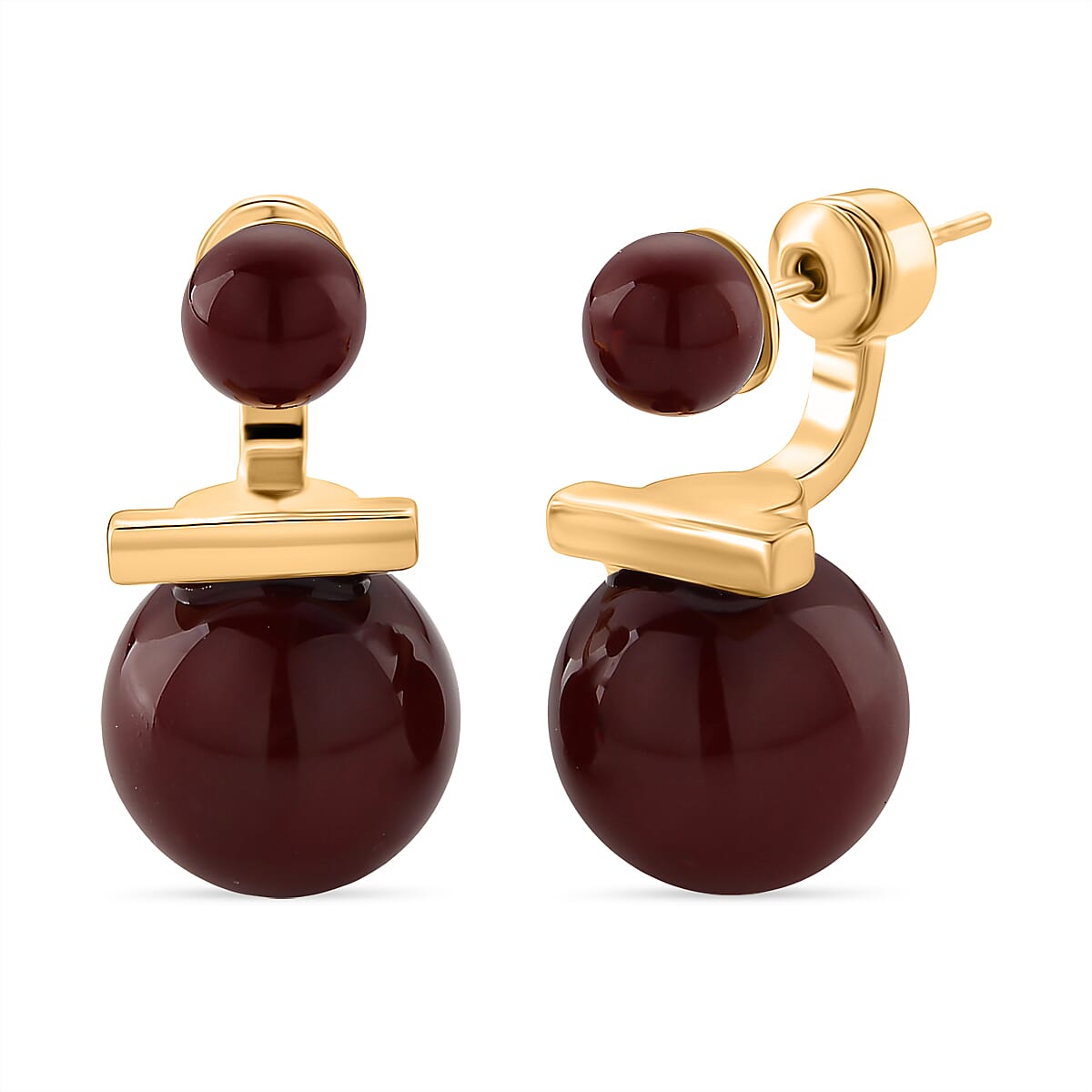 Sleeping Beauty Red colour Shell Pearl Beads Earring in Gold Tone 30.00 Ct. 8235546 0