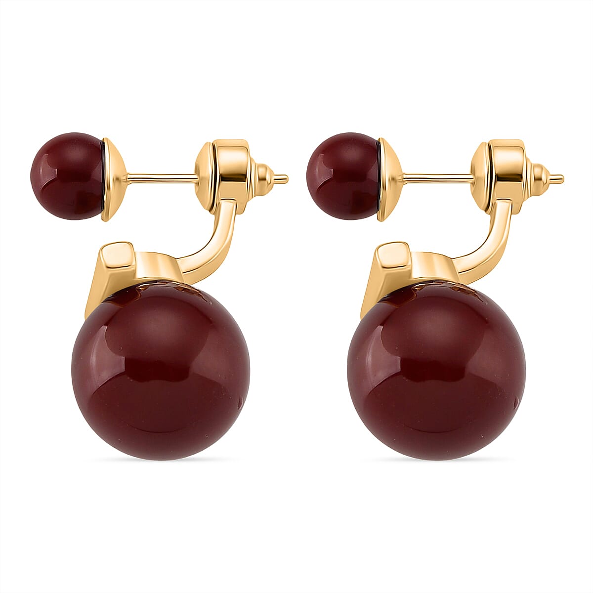 Sleeping Beauty Red colour Shell Pearl Beads Earring in Gold Tone 30.00 Ct. 8235546 4