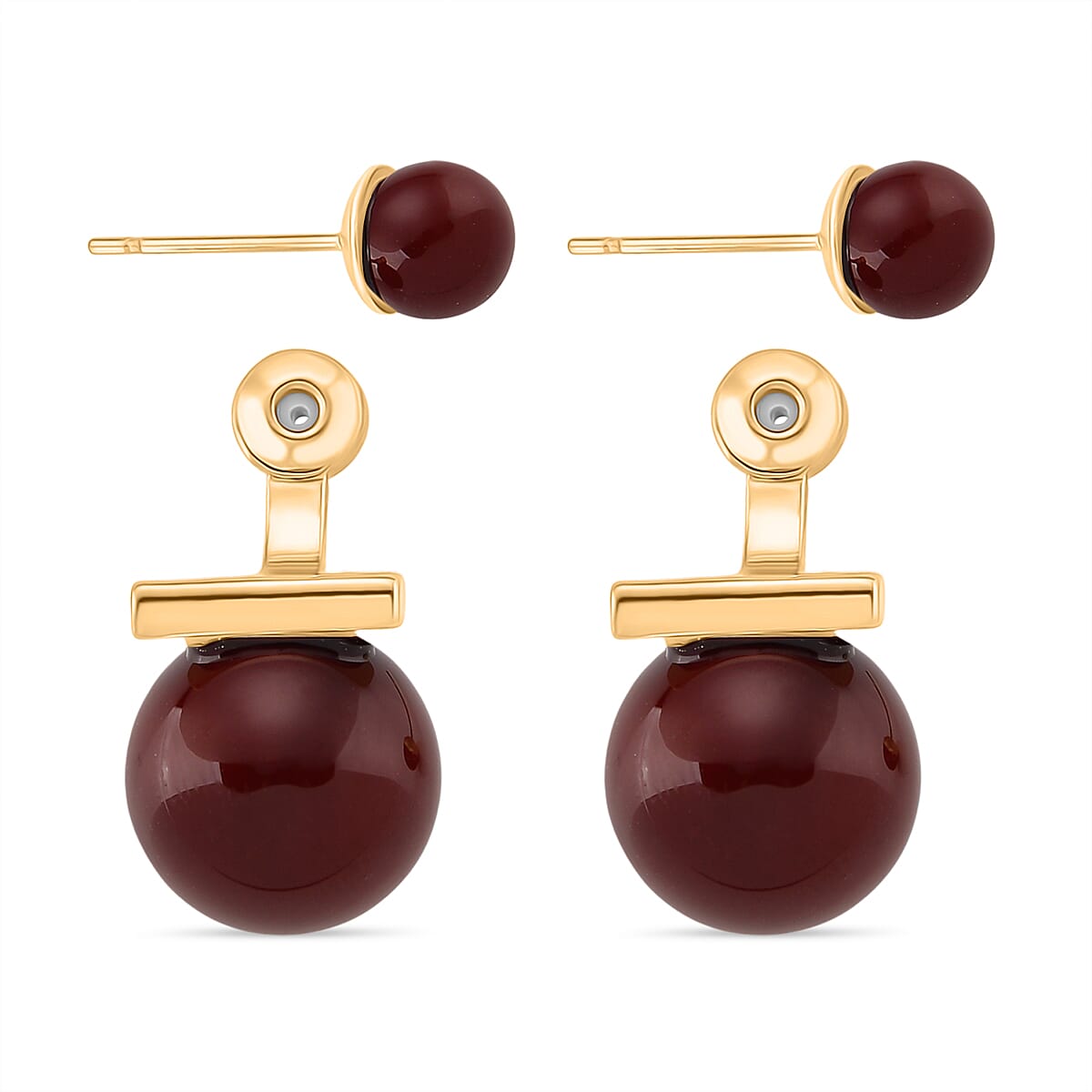 Sleeping Beauty Red colour Shell Pearl Beads Earring in Gold Tone 30.00 Ct. 8235546 6