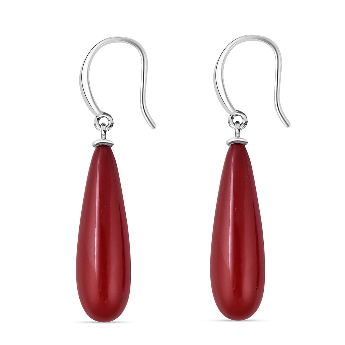 Red Shell Pearl Drop Earrings in Rhodium Overlay Sterling Silver 30.000  Ct. 7791998 0