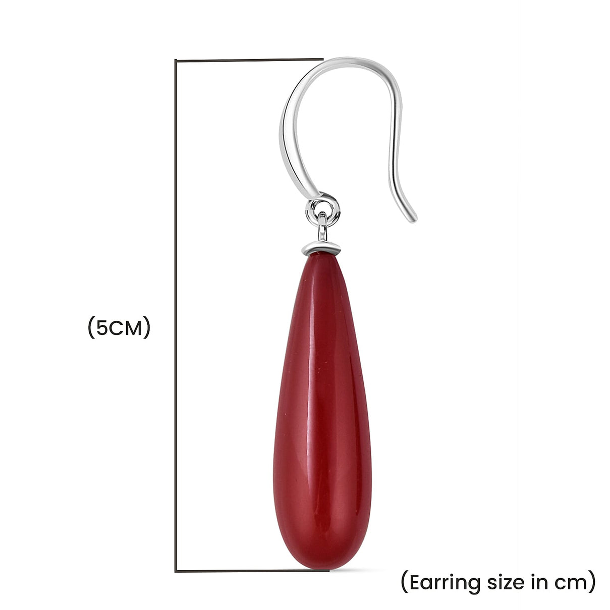Red Shell Pearl Drop Earrings in Rhodium Overlay Sterling Silver 30.000  Ct. 7791998 5