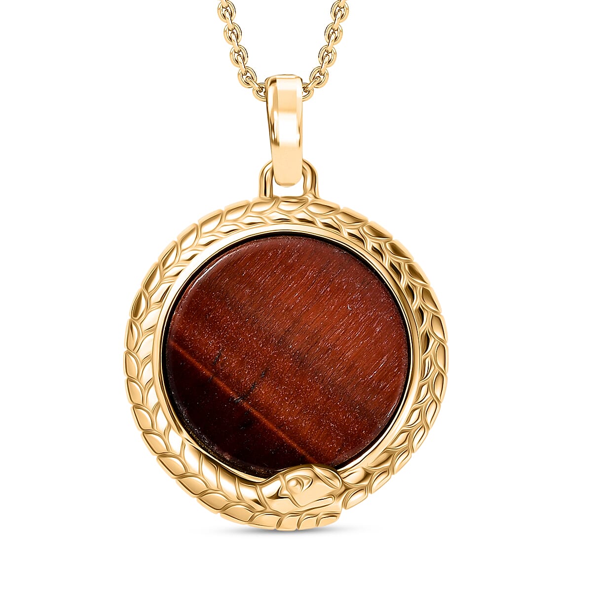EverTrue Red Tiger Eye Pendant with Chain (Size 20) in Yellow Gold Plated 15.98 Ct. 4421512 0