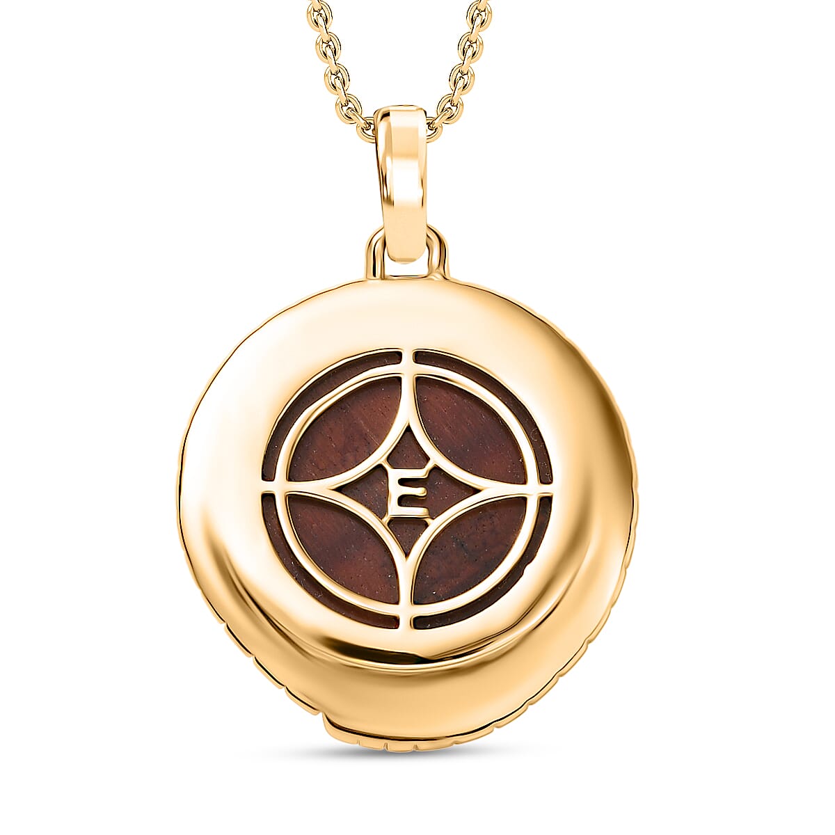 EverTrue Red Tiger Eye Pendant with Chain (Size 20) in Yellow Gold Plated 15.98 Ct. 4421512 5