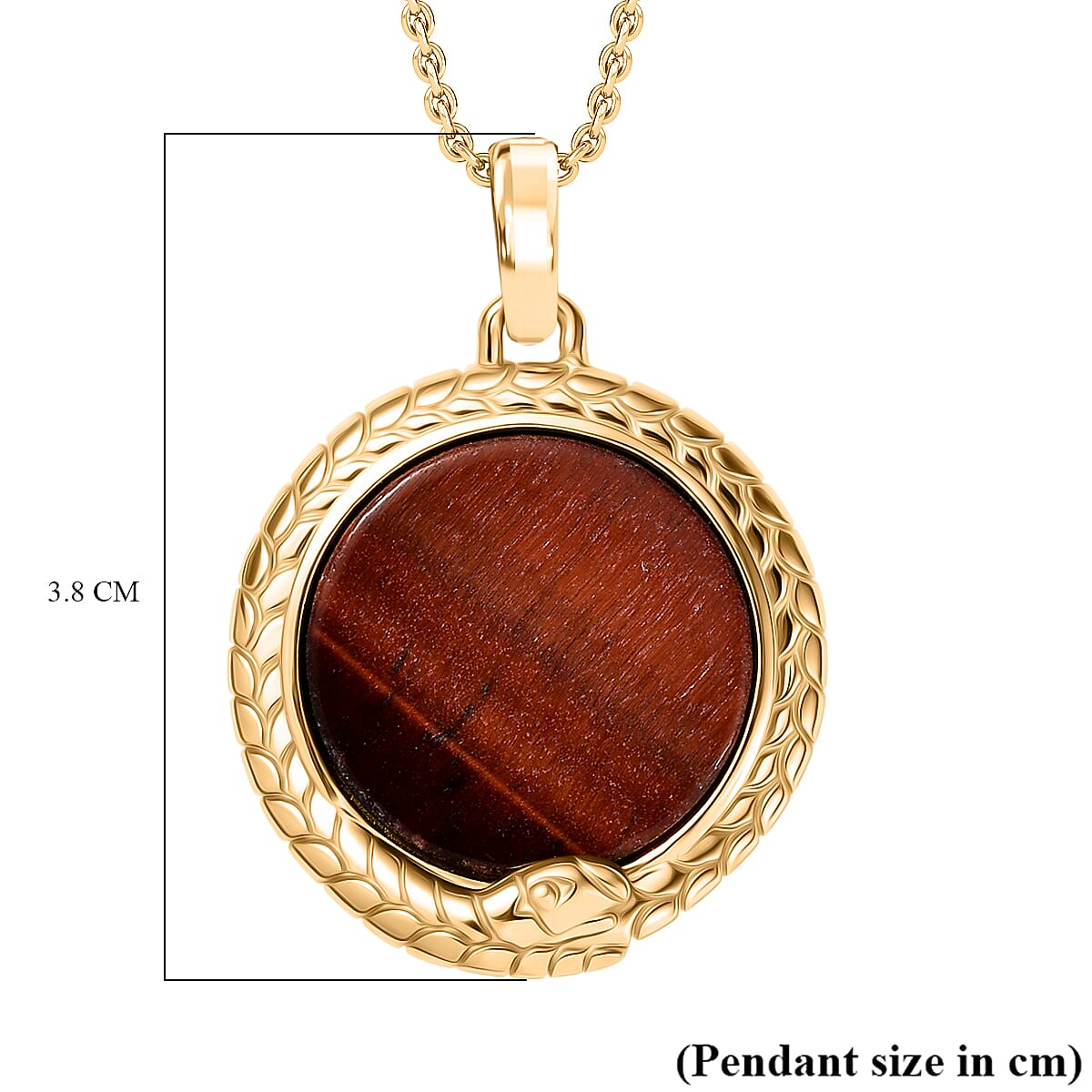 EverTrue Red Tiger Eye Pendant with Chain (Size 20) in Yellow Gold Plated 15.98 Ct. 4421512 6