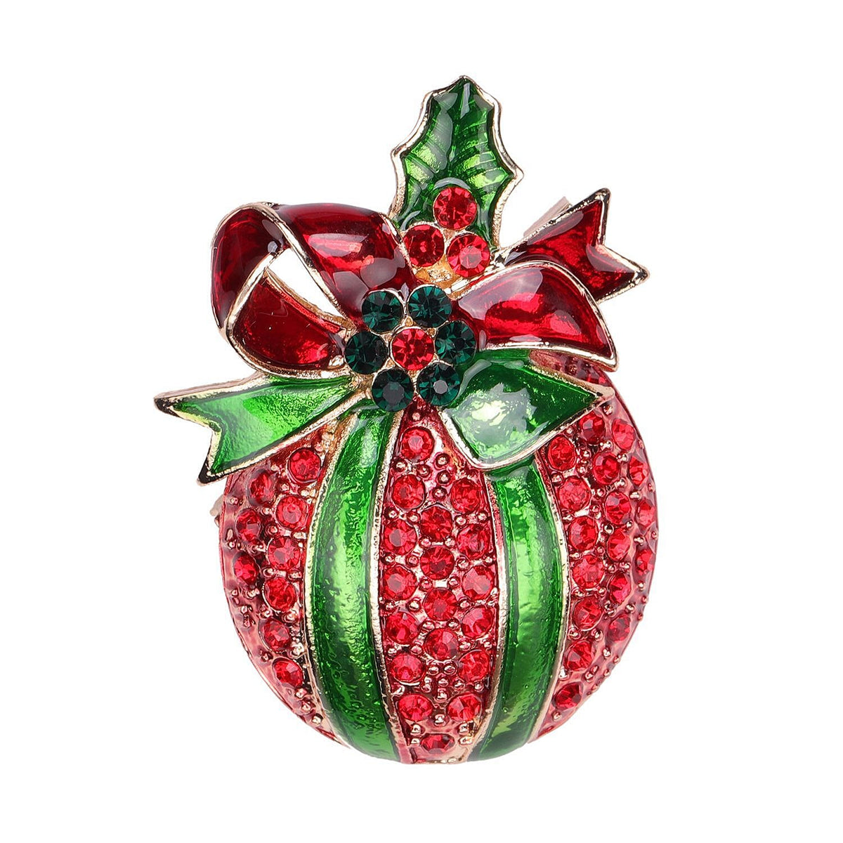 Red Austrian Crystal and Green Austrian Crystal Enamelled Brooch in Yellow Gold Tone. 3703779 0