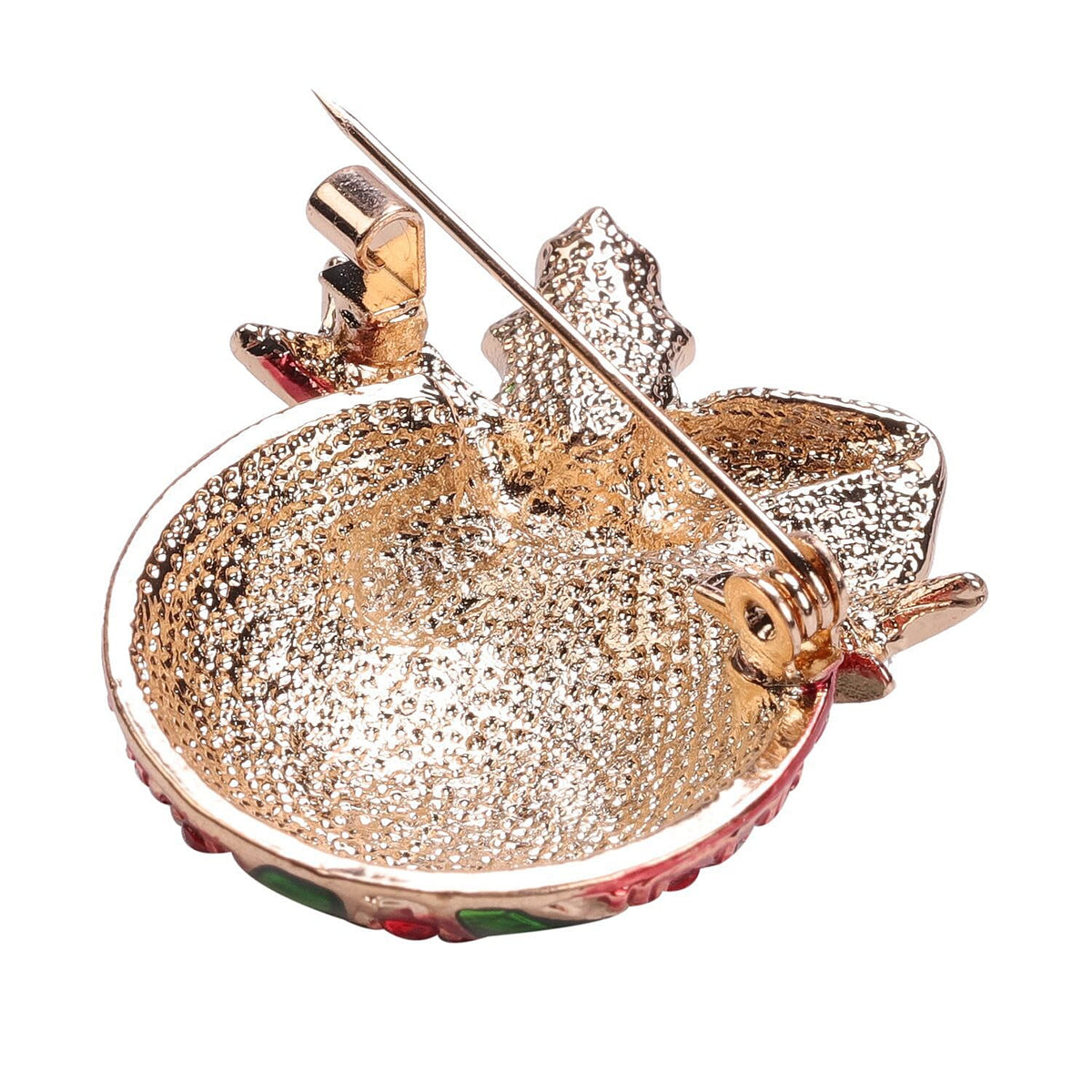 Red Austrian Crystal and Green Austrian Crystal Enamelled Brooch in Yellow Gold Tone. 3703779 3