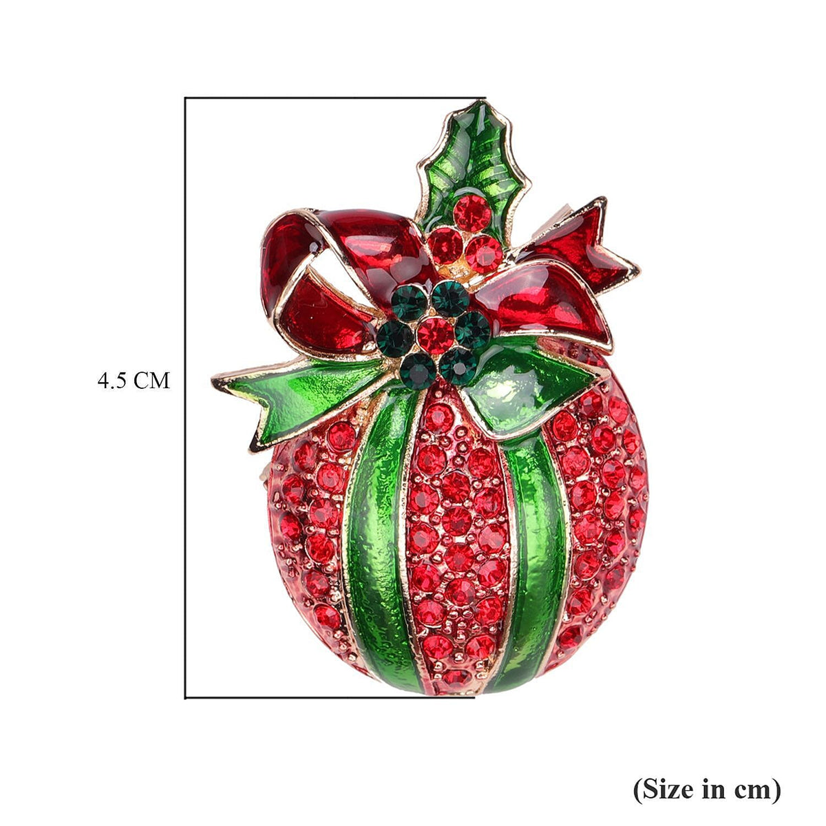 Red Austrian Crystal and Green Austrian Crystal Enamelled Brooch in Yellow Gold Tone. 3703779 4