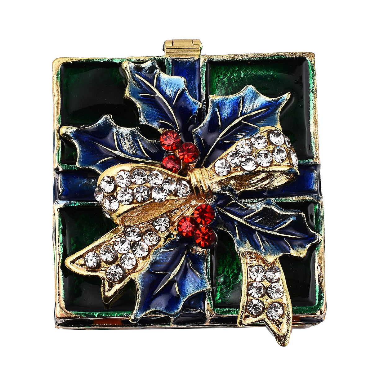 Red and White Austrian Crystal Studded Trinket Box (Size 3x4x4 Cm) - Green and Multi 7589575 3