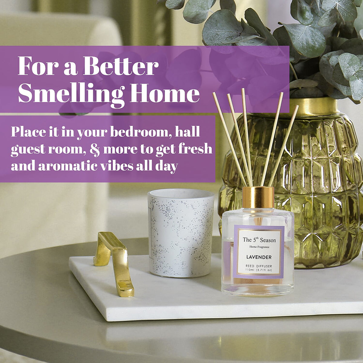 Reed Diffuser Gift Set with Natural Reeds (110ml) - Lavender 7278638 3