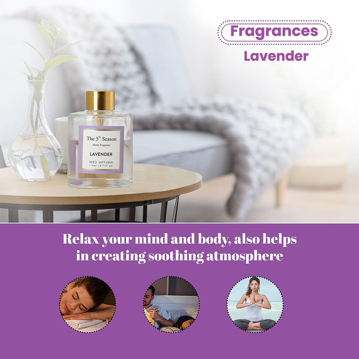 Reed Diffuser Gift Set with Natural Reeds (110ml) - Lavender 7278638 4